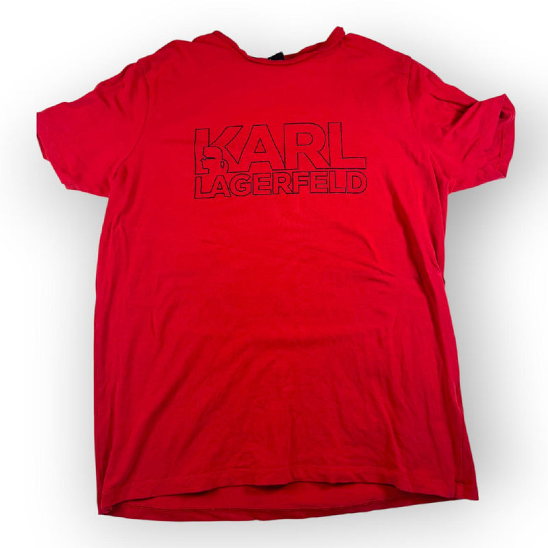 Karl Lagerfeld T-Shirt Red Big Logo Casual Streetwear Size L