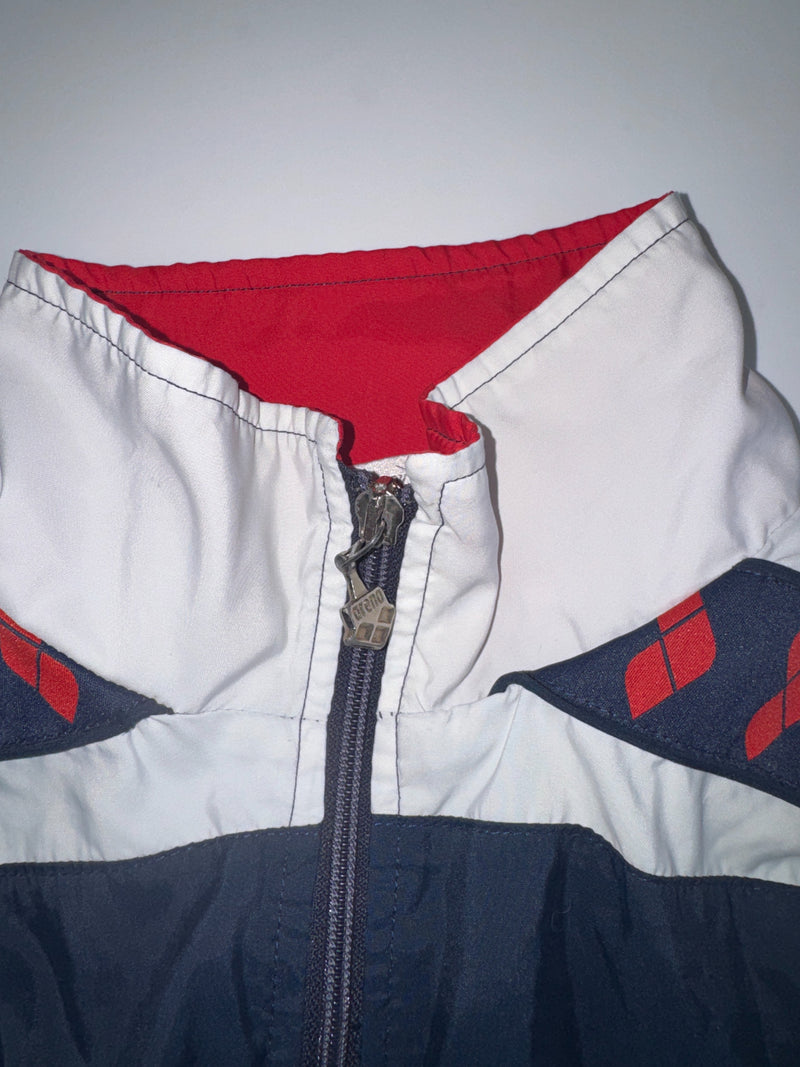 Arena Vintage Track Jacket Windbreaker Blue White Red Size 152