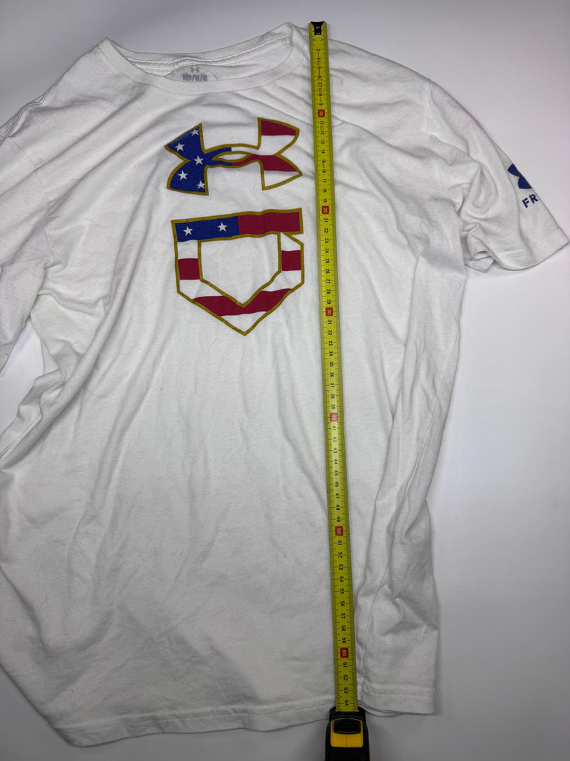 Under Armour Freedom Baseball USA Flag T-Shirt White M