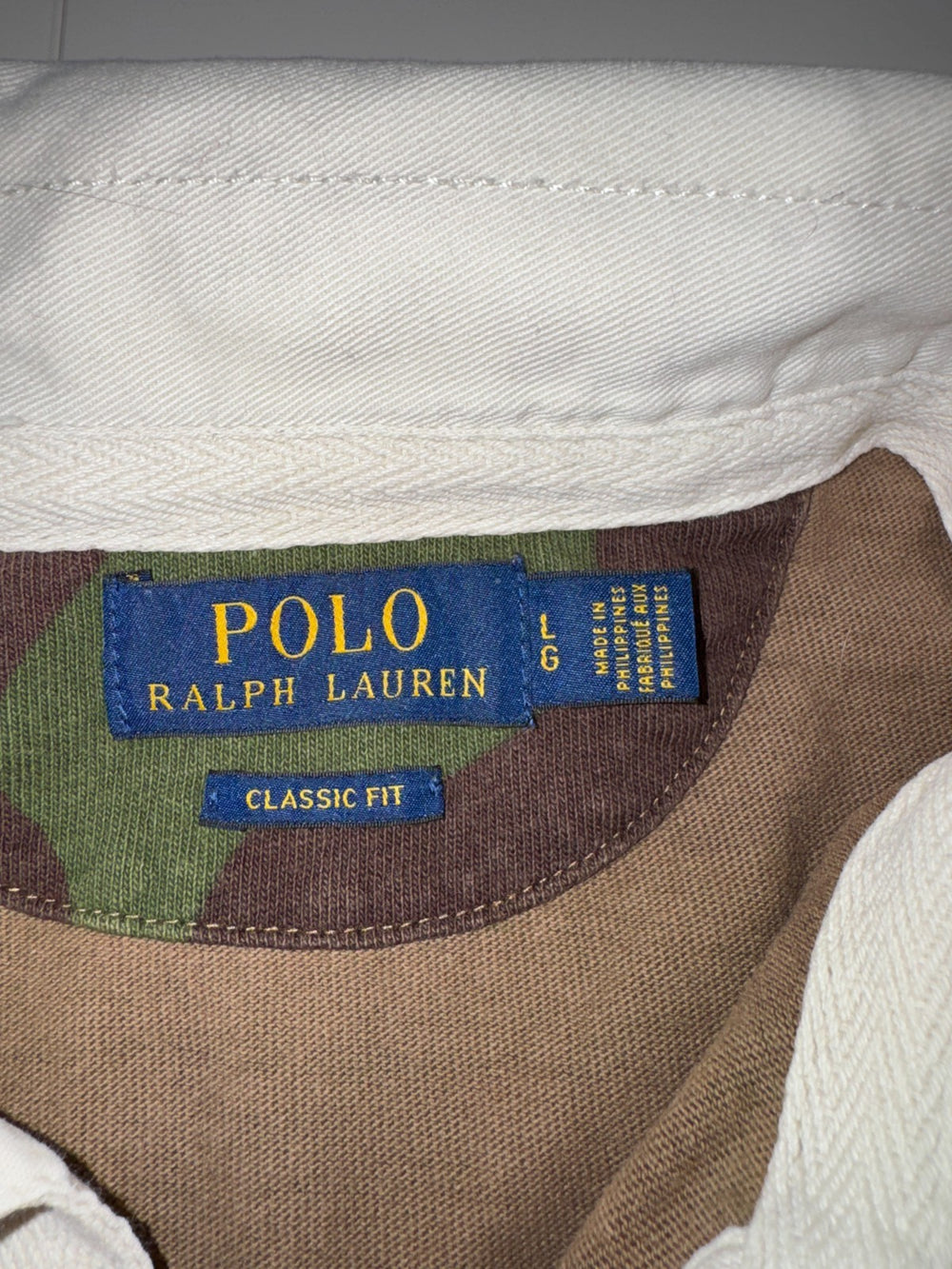 Men's Polo Ralph Lauren Sz L Rugby Polo Shirt Military Army Camo Skull Bone — 8