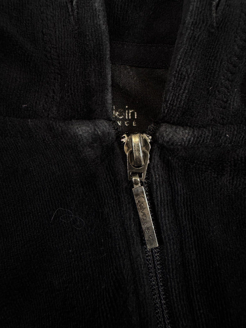 Calvin Klein Performance Velour Zip Hoodie Black Women's Size M