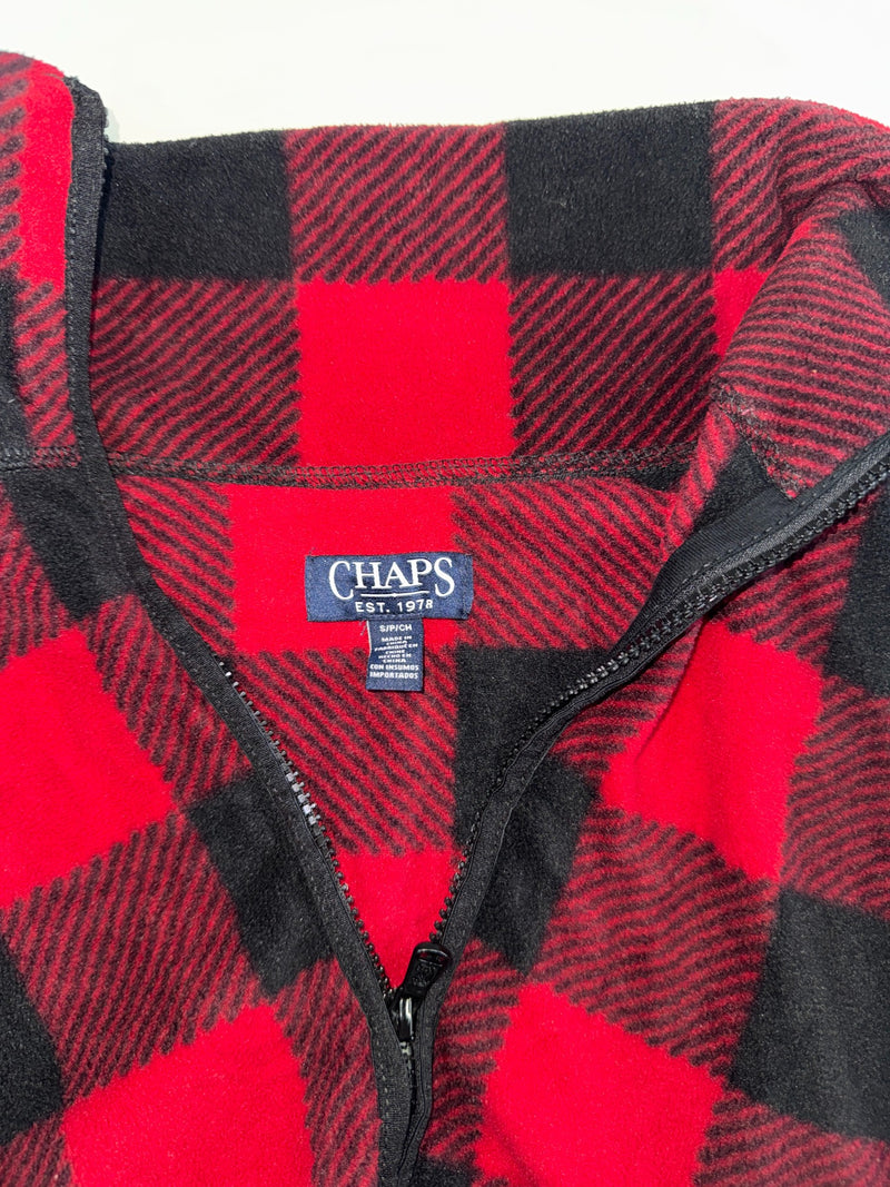 Chaps Vintage Y2K Buffalo Plaid Fleece Vest Red Black Size S