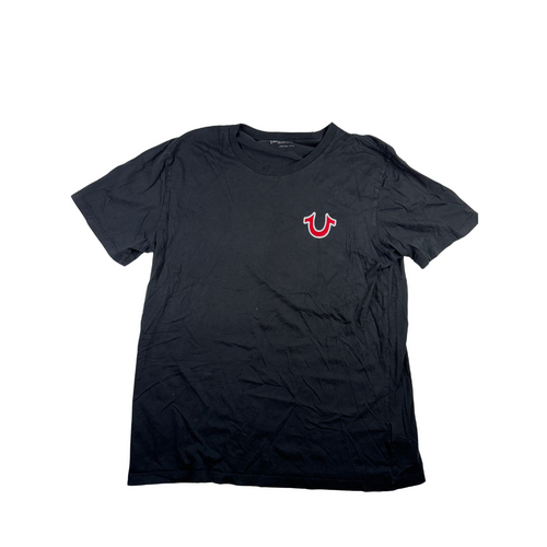 True Religion Vintage T-Shirt Black Horseshoe Logo Streetwear Y2K L