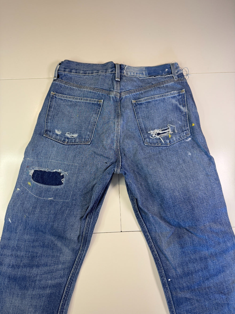 Polo Ralph Lauren Distressed Jeans Paint Splatter Repair Y2K Blue Size W34 — 4