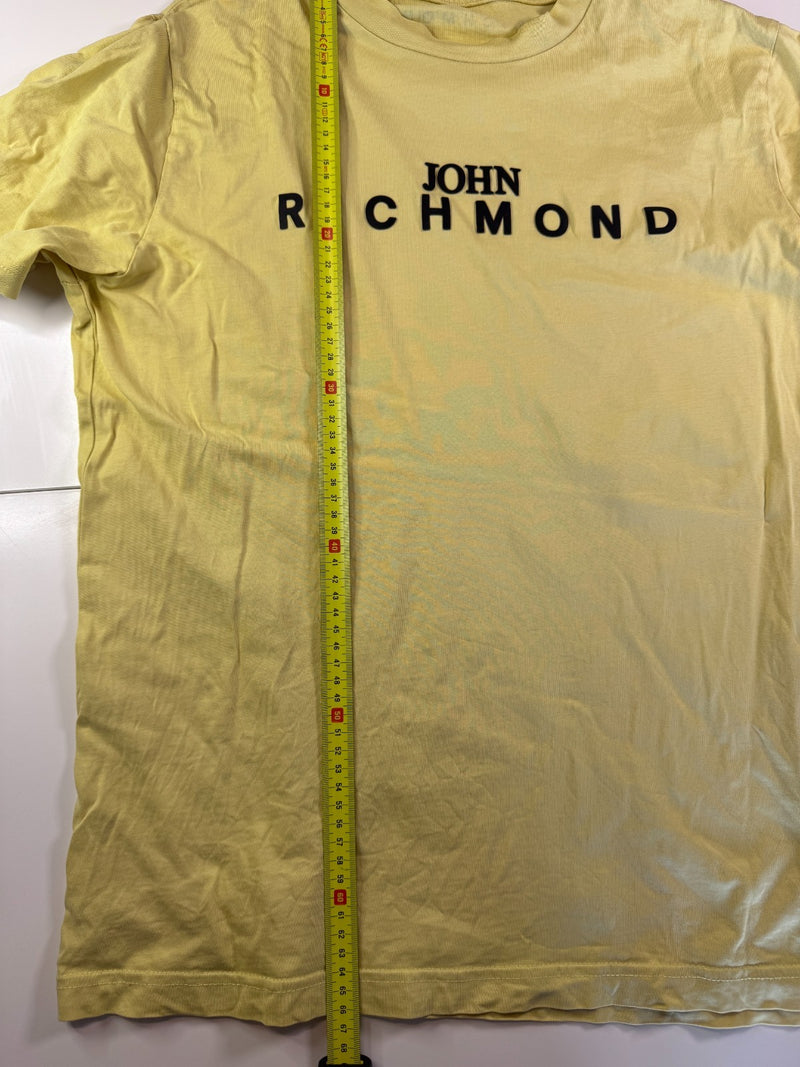 John Richmond Vintage Y2K T-Shirt Logo Yellow Size L