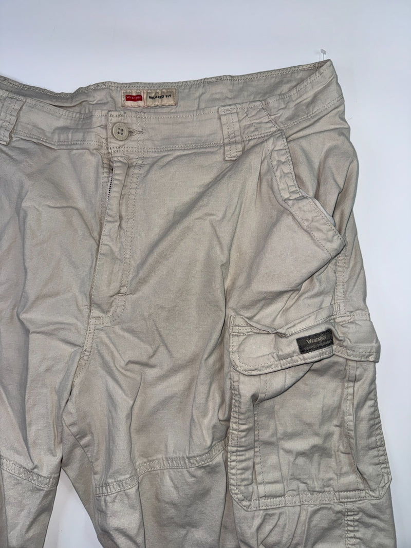 Wrangler Cargo Shorts Vintage Y2K Beige Grey Relaxed Fit W34 38