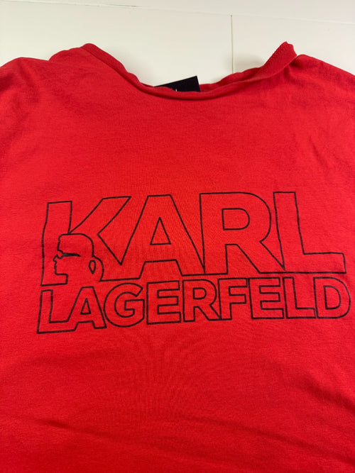 Karl Lagerfeld T-Shirt Red Big Logo Casual Streetwear Size L