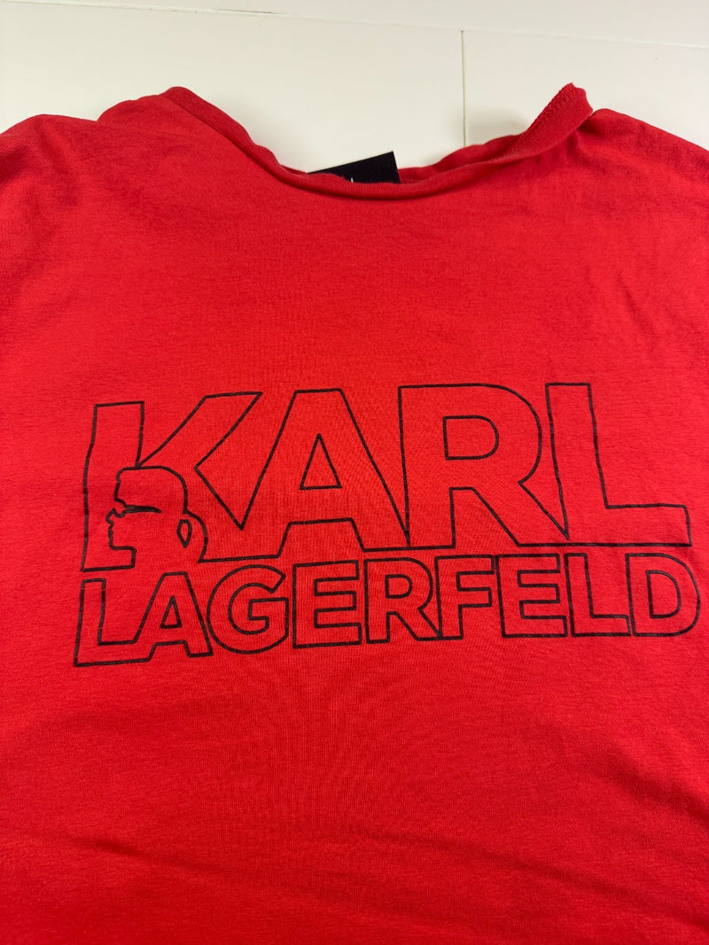 Karl Lagerfeld T-Shirt Red Big Logo Casual Streetwear Size L