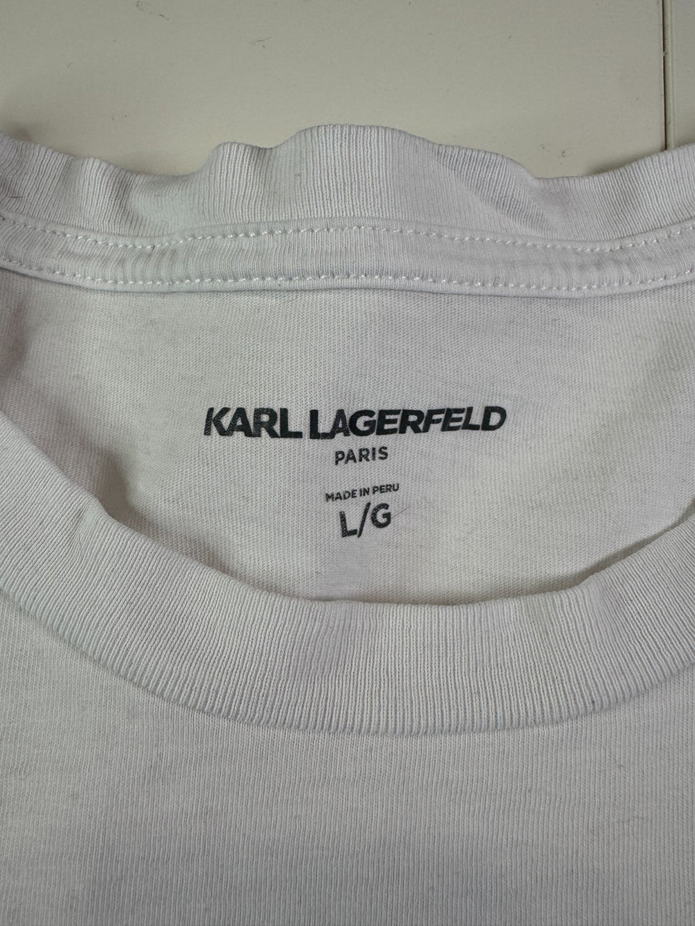 Karl Lagerfeld Paris T-Shirt Graphic Logo White Size L — 4