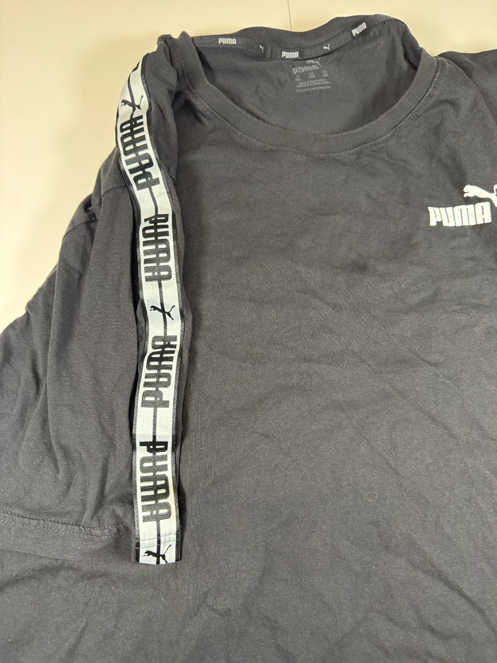 Puma Tape Logo T-Shirt Black Oversized Tee XXL — 4