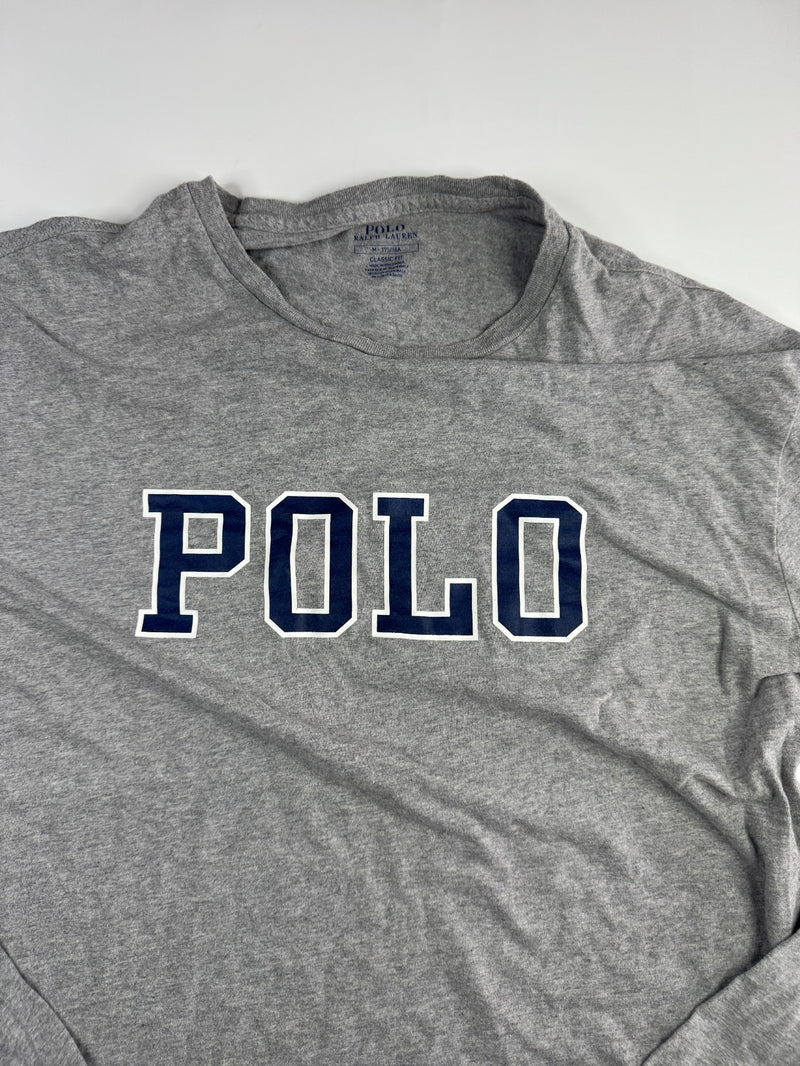 Polo Ralph Lauren Long Sleeve T-Shirt Grey Big Logo Size M