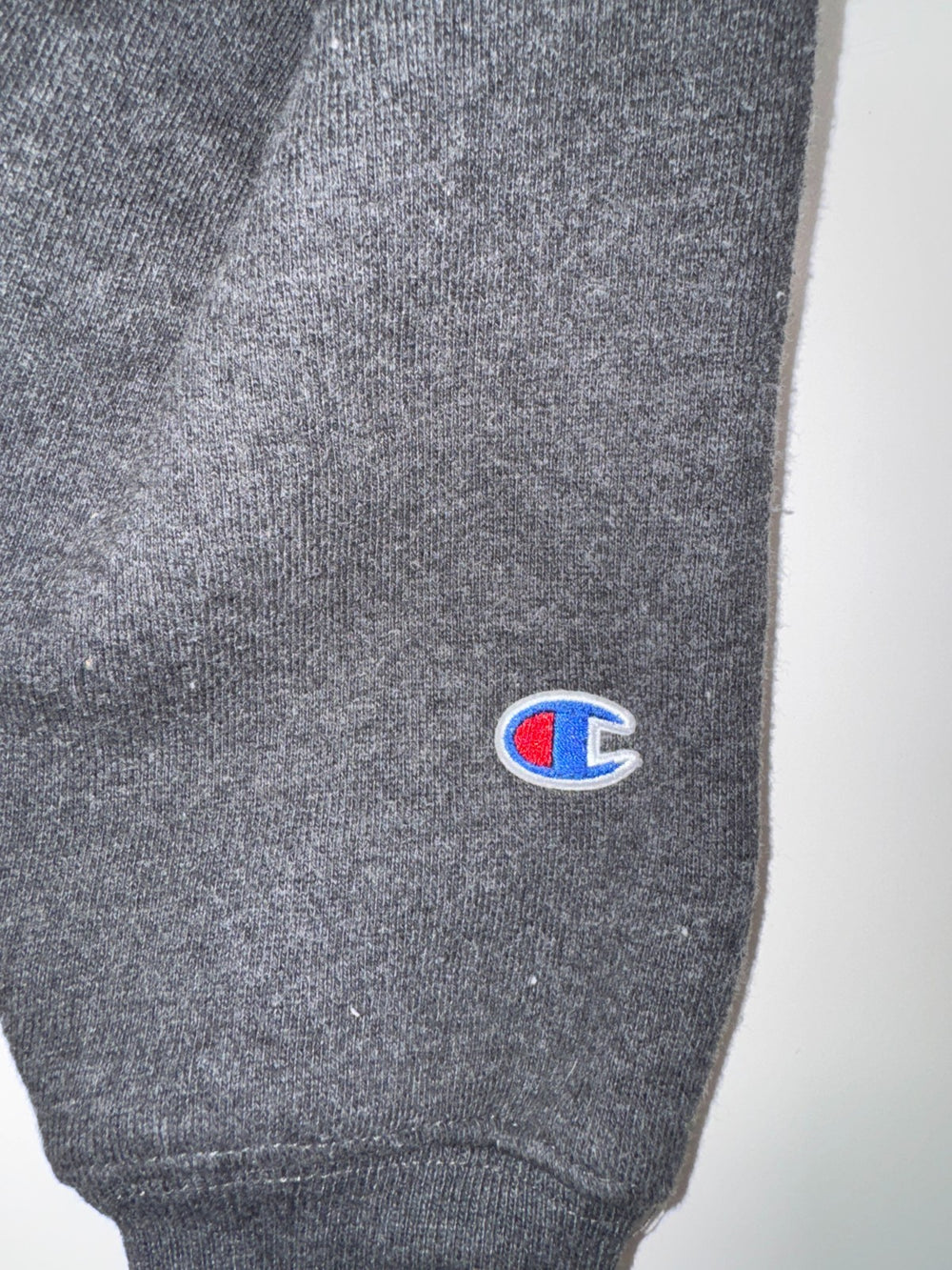 Champion Vintage Cropped Hoodie Y2K Grey Small Logo Size L — 2