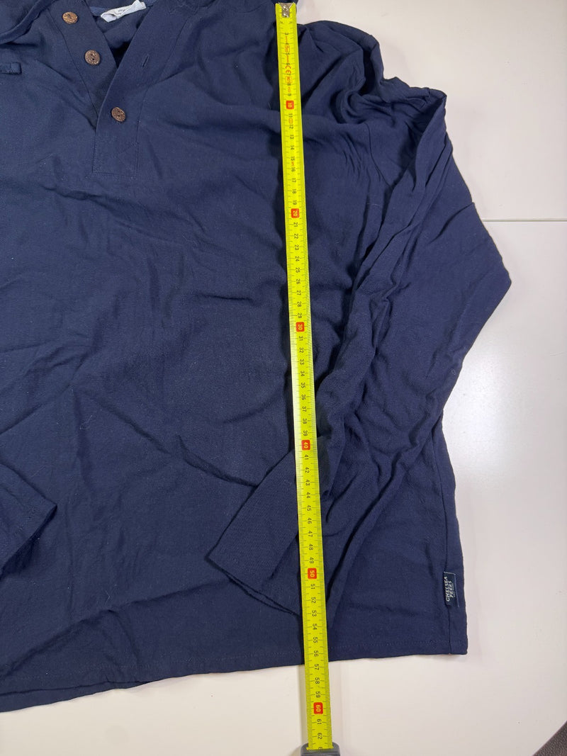 Chelsea Peers Hoodie Vintage Y2K Button Pullover Navy Size S