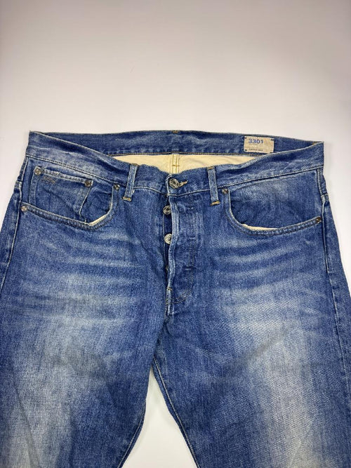 G-Star RAW 3301 Jeans Blue Denim Straight Fit Button Fly