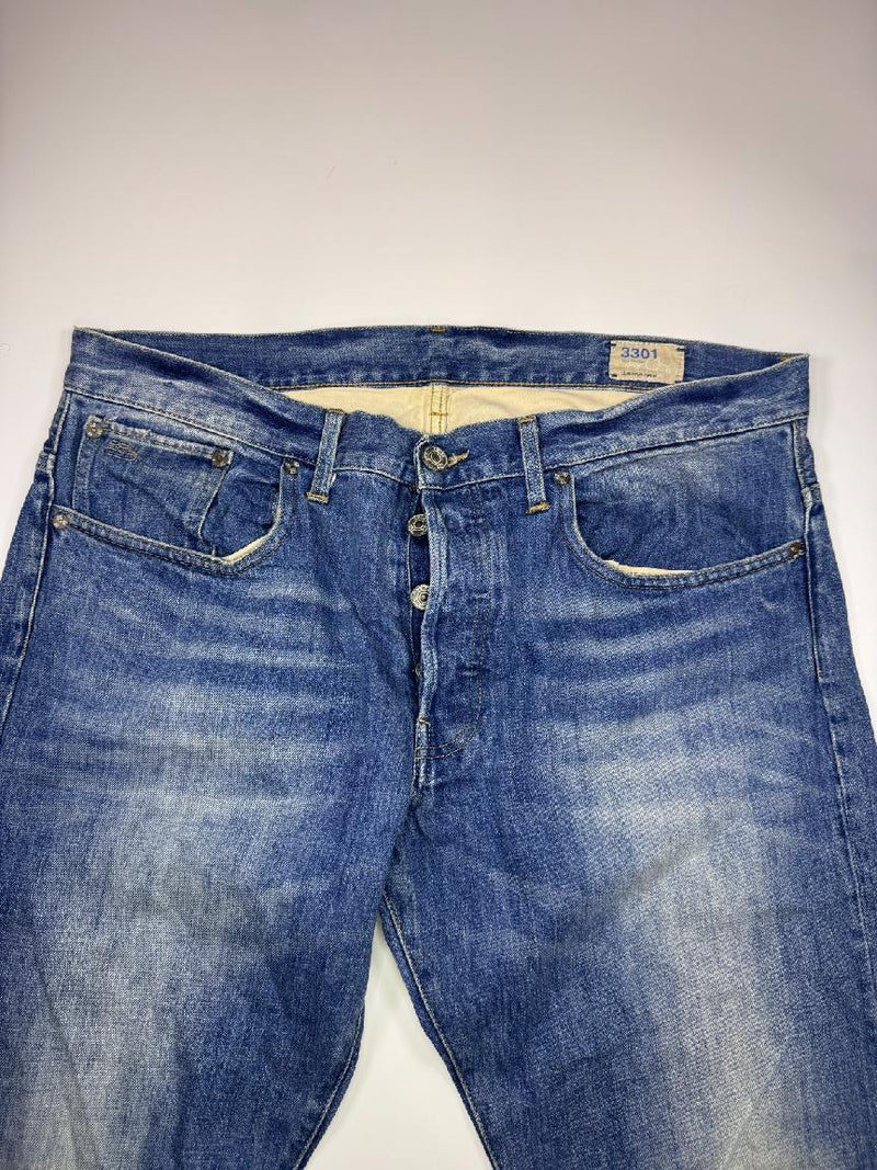 G-Star RAW 3301 Jeans Blue Denim Straight Fit Button Fly