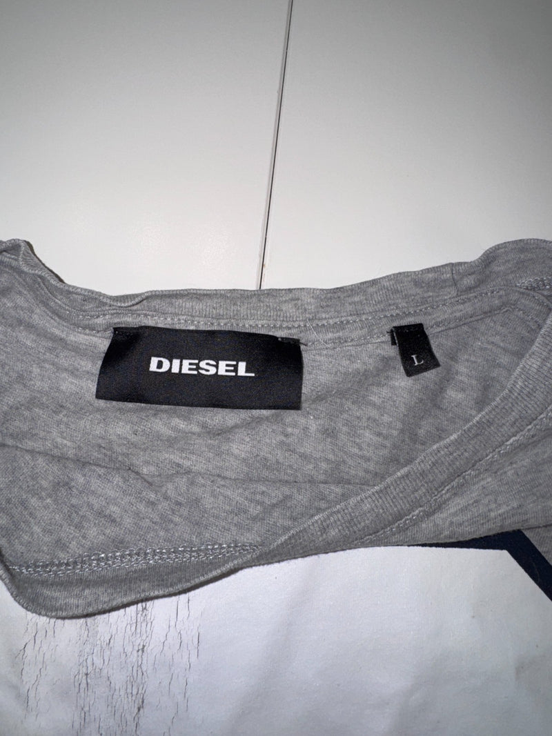 Diesel Vintage Y2K T-Shirt Big Logo Grey Size L
