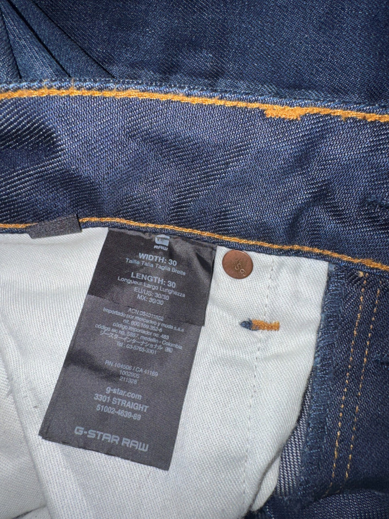 G-Star RAW 3301 Straight Jeans Dark Blue W30 L30 Denim