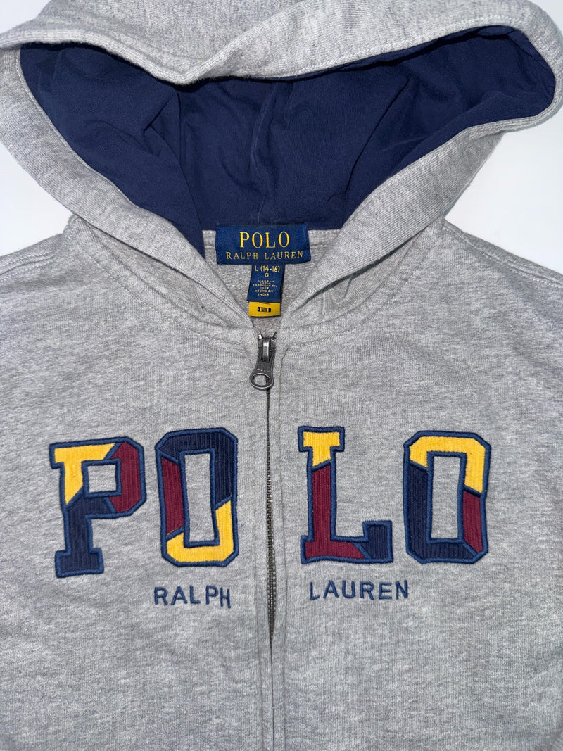Polo Ralph Lauren Full Zip Hoodie Gray Big Logo Youth L 14-16 (Fits XS/S)
