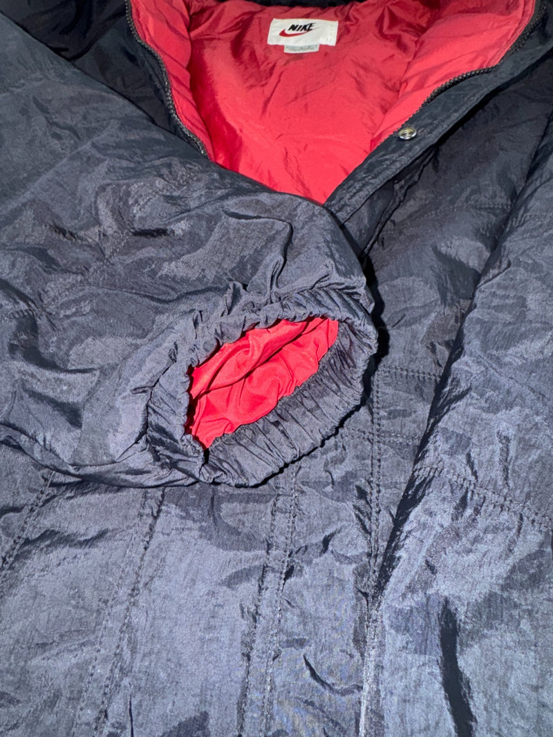 Nike Vintage Puffer Jacket Black Red Logo Y2K Size L