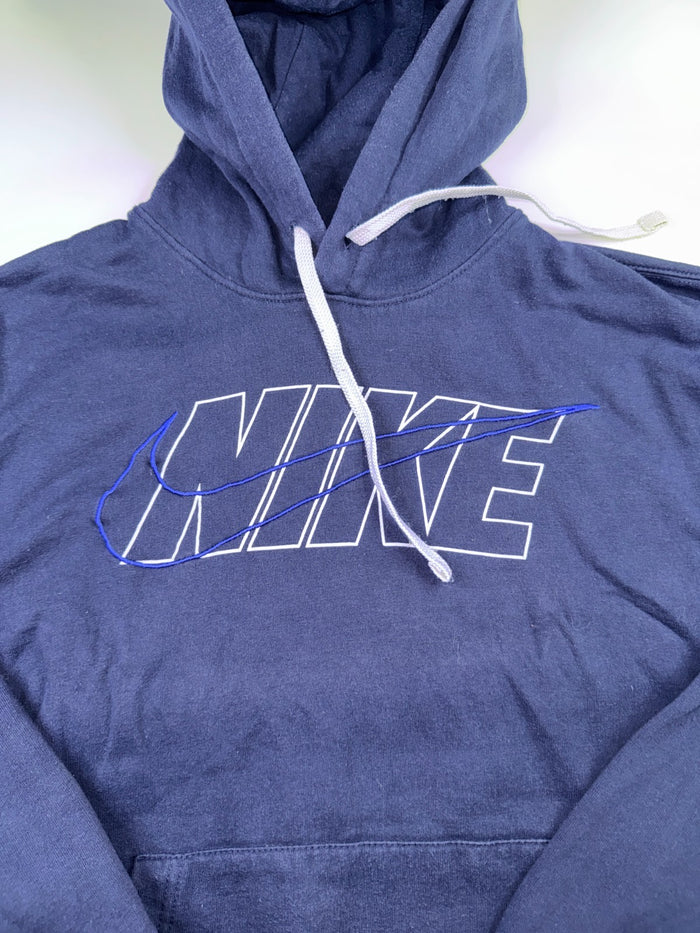 Nike Vintage Y2K Hoodie Blau L Swoosh Logo Streetwear