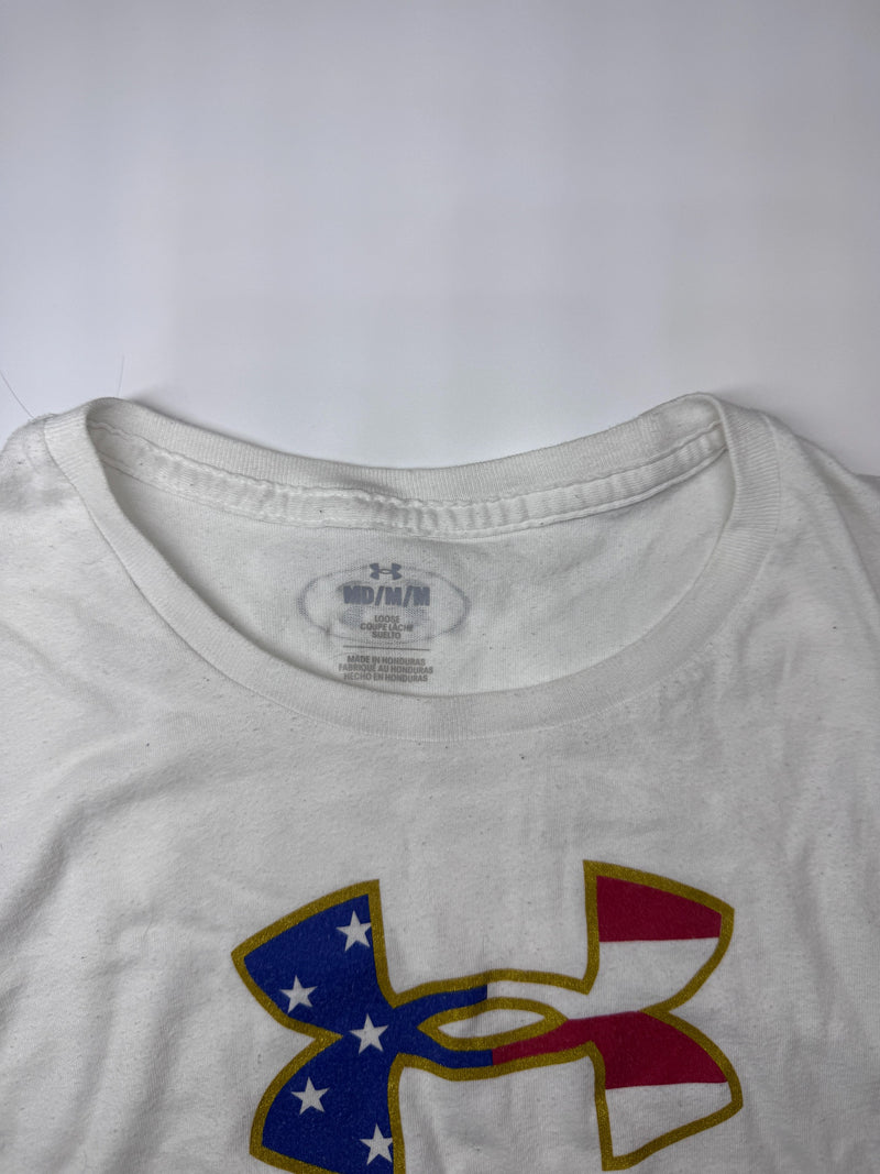 Under Armour Freedom Baseball USA Flag T-Shirt White M
