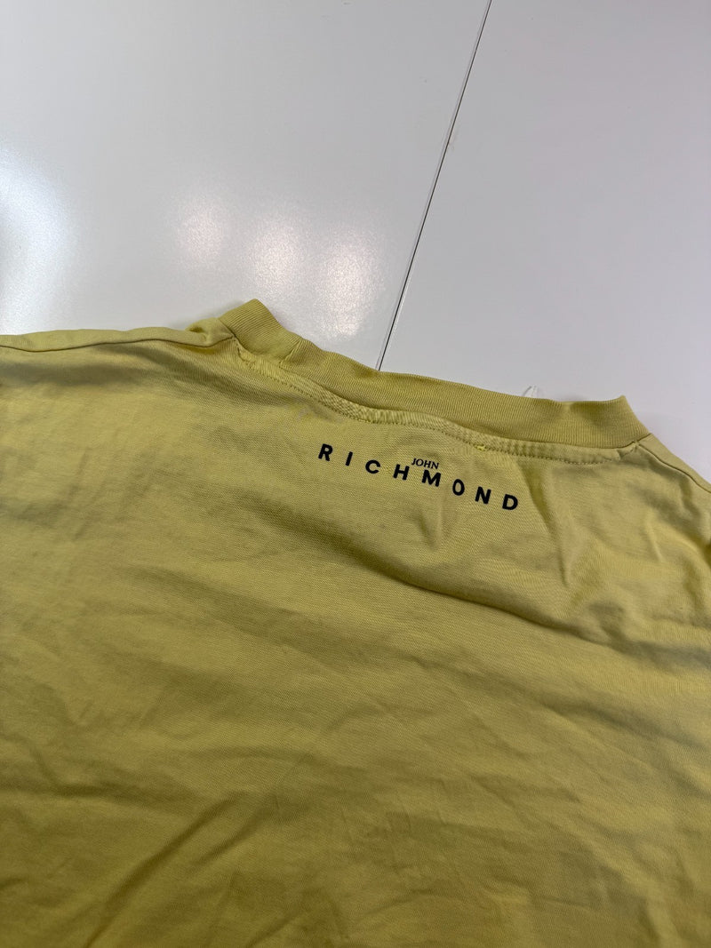 John Richmond Vintage Y2K T-Shirt Logo Yellow Size L