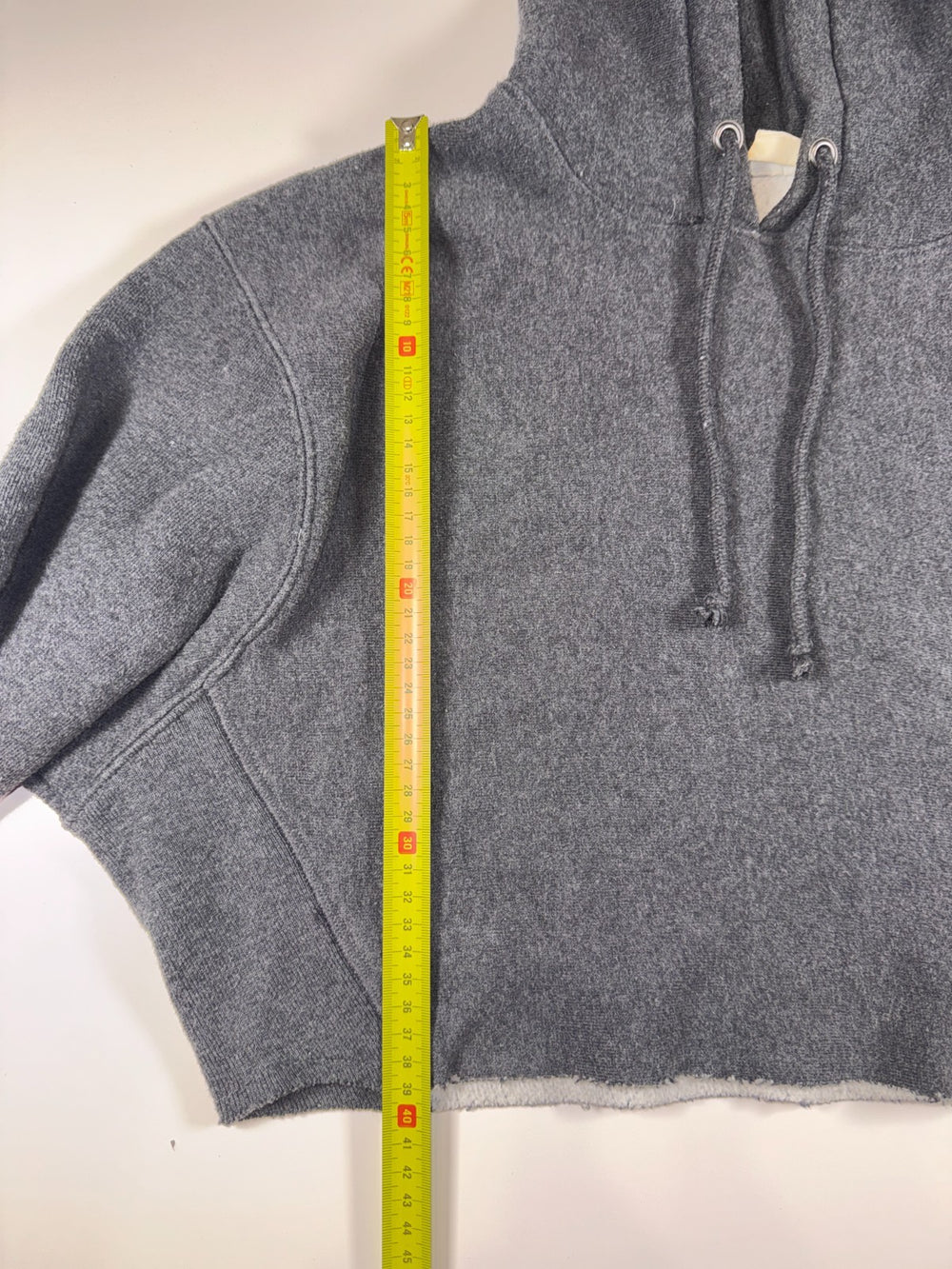 Champion Vintage Cropped Hoodie Y2K Grey Small Logo Size L — 4