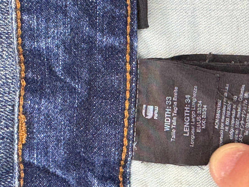 G-Star RAW D-Staq 5-Pocket Jeans W33 L34 Blue Denim Tapered