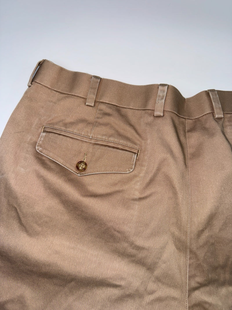 L.L.Bean Vintage Trousers Size 40 Brown Cotton Pleated Straight Leg