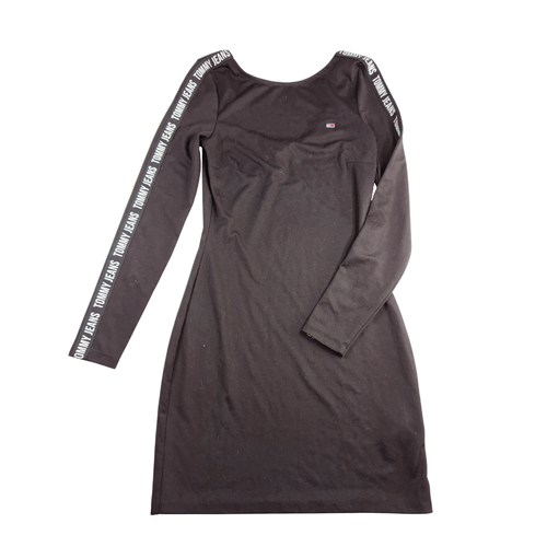 Tommy Jeans Bodycon Dress Black Logo Tape Size S