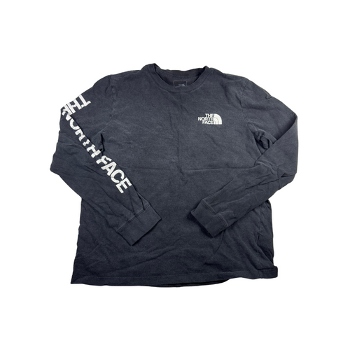 The North Face Vintage Y2K Long Sleeve T-Shirt Black Logo Sleeve Print M
