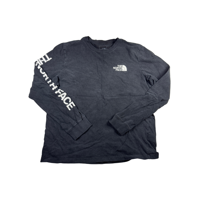 The North Face Vintage Y2K Long Sleeve T-Shirt Black Logo Sleeve Print M