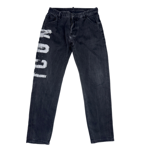 Dsquared2 Vintage Y2K Jeans Size 5A Black Graphic Print Straight Leg