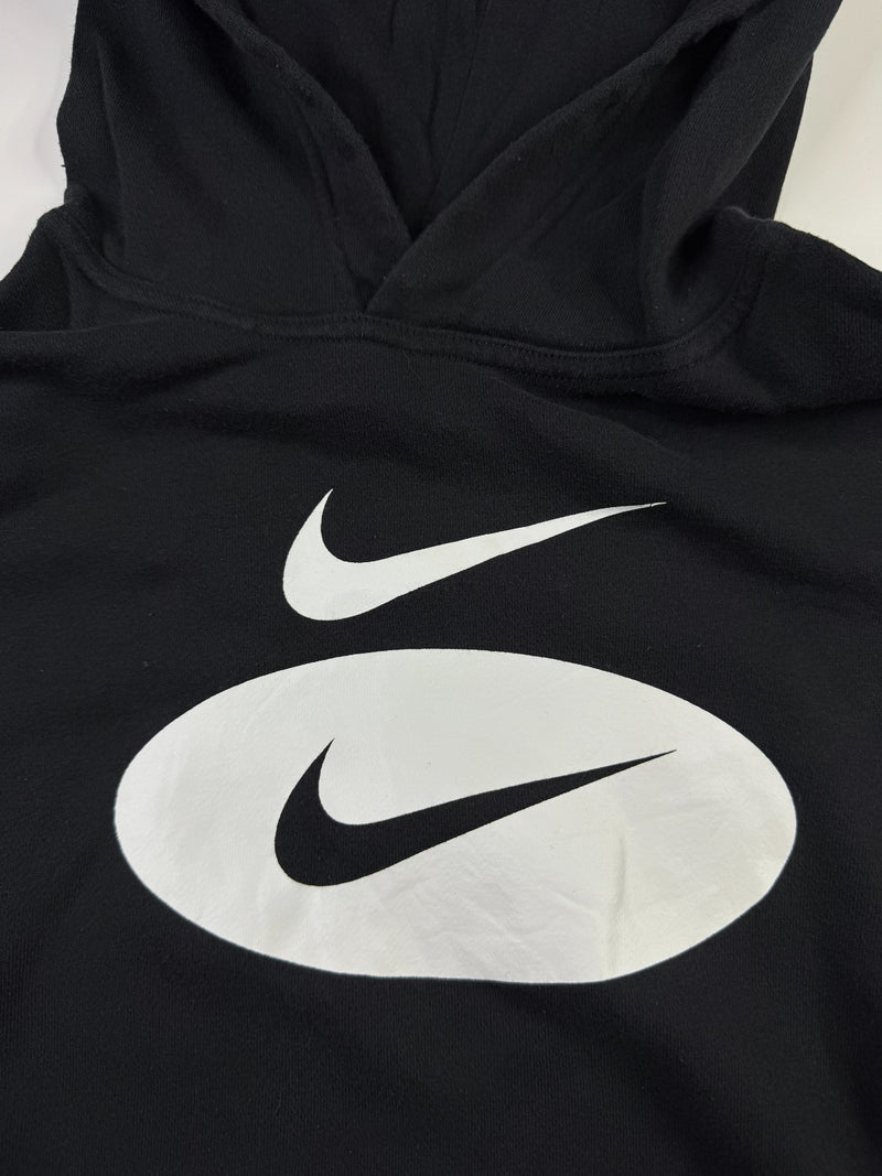 Nike Vintage Y2K Hoodie Black Double Swoosh Logo Pullover XL