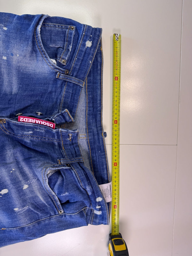 Dsquared2 Distressed Jeans Paint Splatter Y2K Slim Blue Size 50