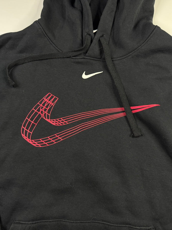 Nike Vintage Hoodie Schwarz Roter Swoosh Größe XS