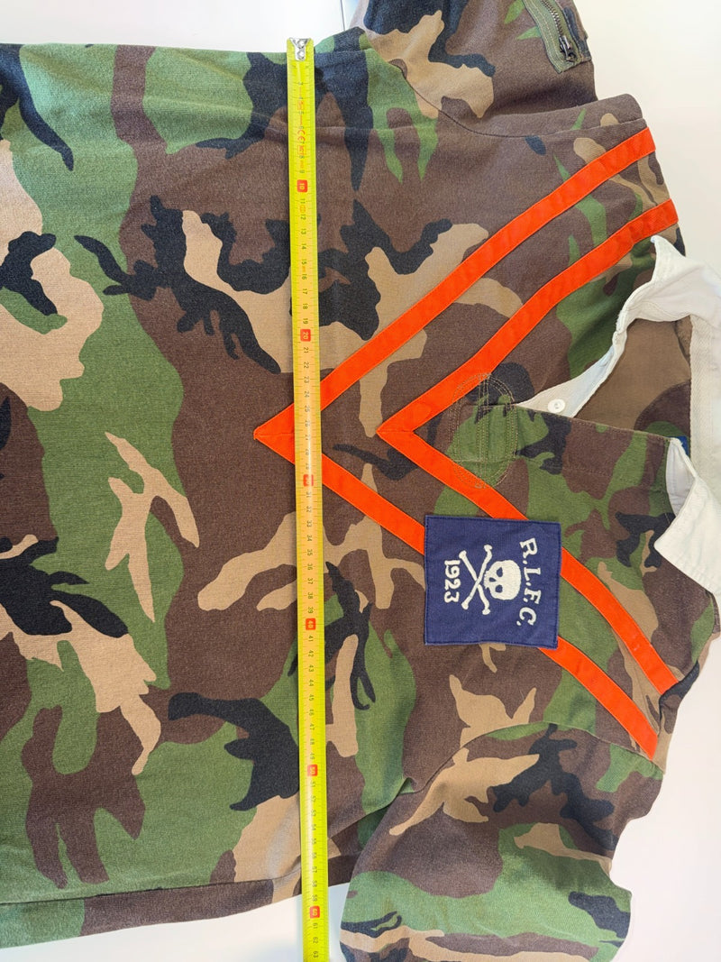 Men's Polo Ralph Lauren Sz L Rugby Polo Shirt Military Army Camo Skull Bone
