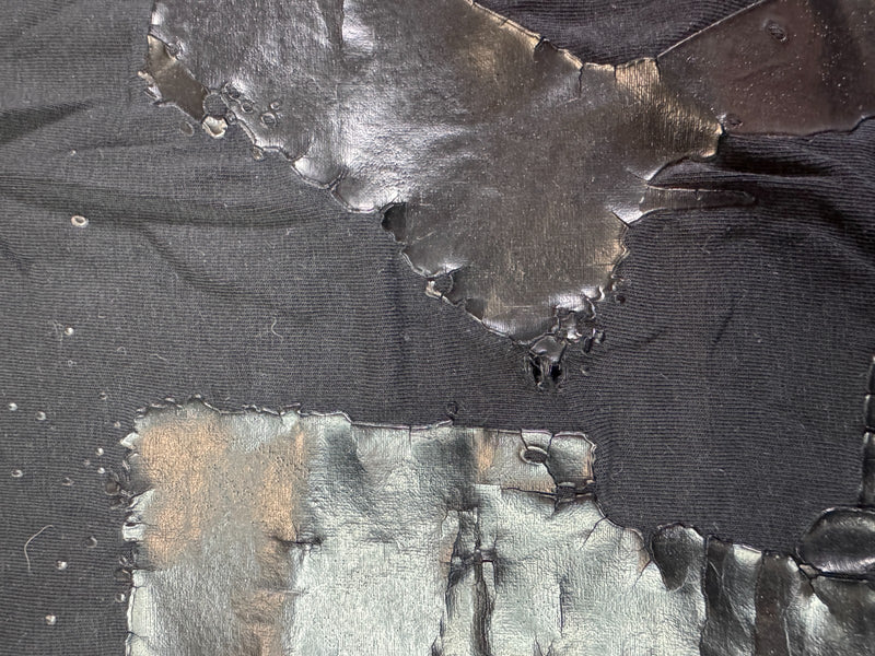 Karl Lagerfeld Distressed Print T-Shirt Black Y2K Designer Size L