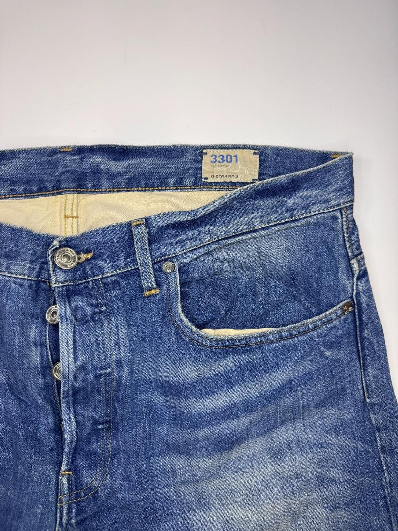 G-Star RAW 3301 Jeans Blue Denim Straight Fit Button Fly