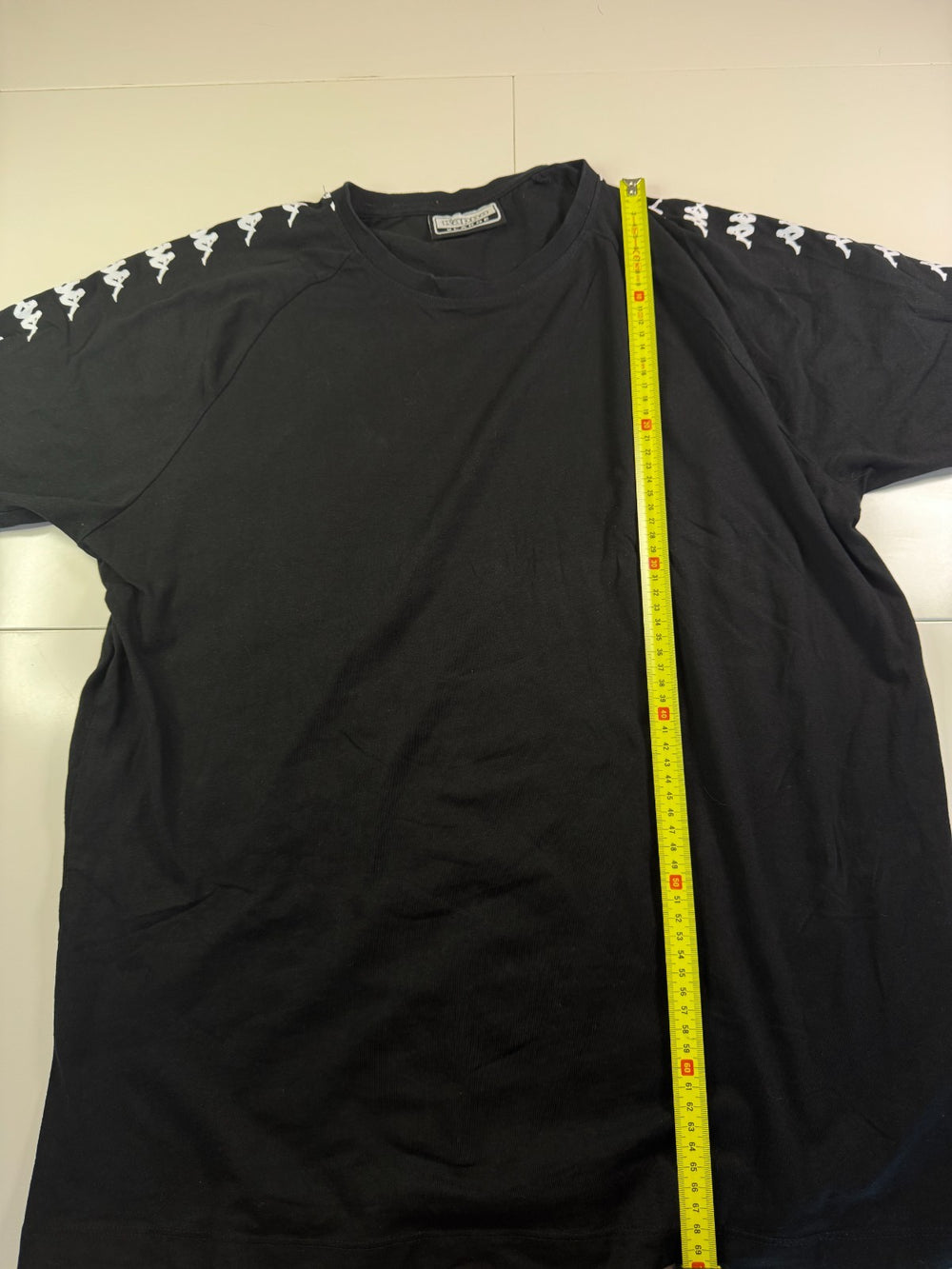 Kappa T-Shirt Black Logo Tape Sleeves Streetwear Oversized Size XL — 5