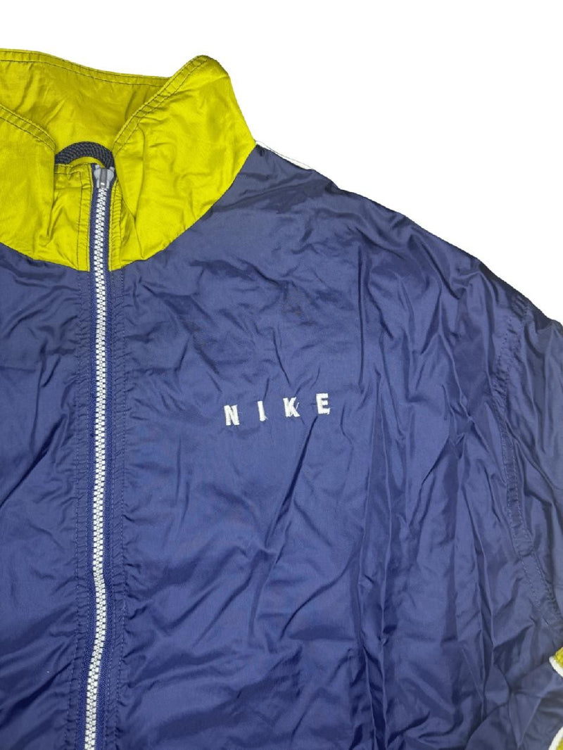 Nike Vintage Windbreaker Jacket 90s Navy Yellow Swoosh Spell Out Size XL