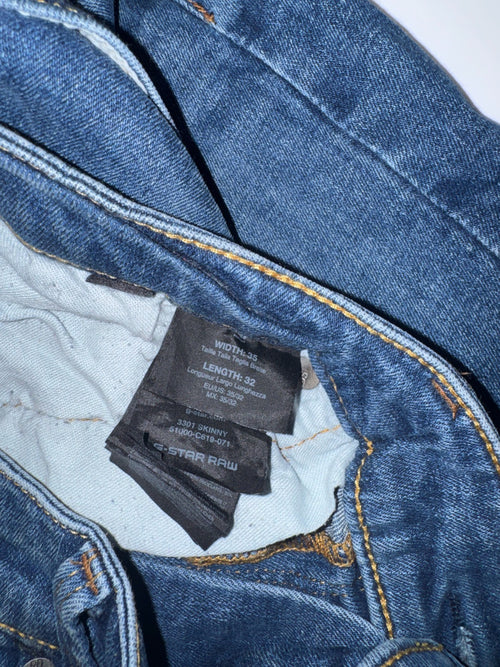 G-Star RAW 3301 Skinny Jeans W35 L32 Blue Denim