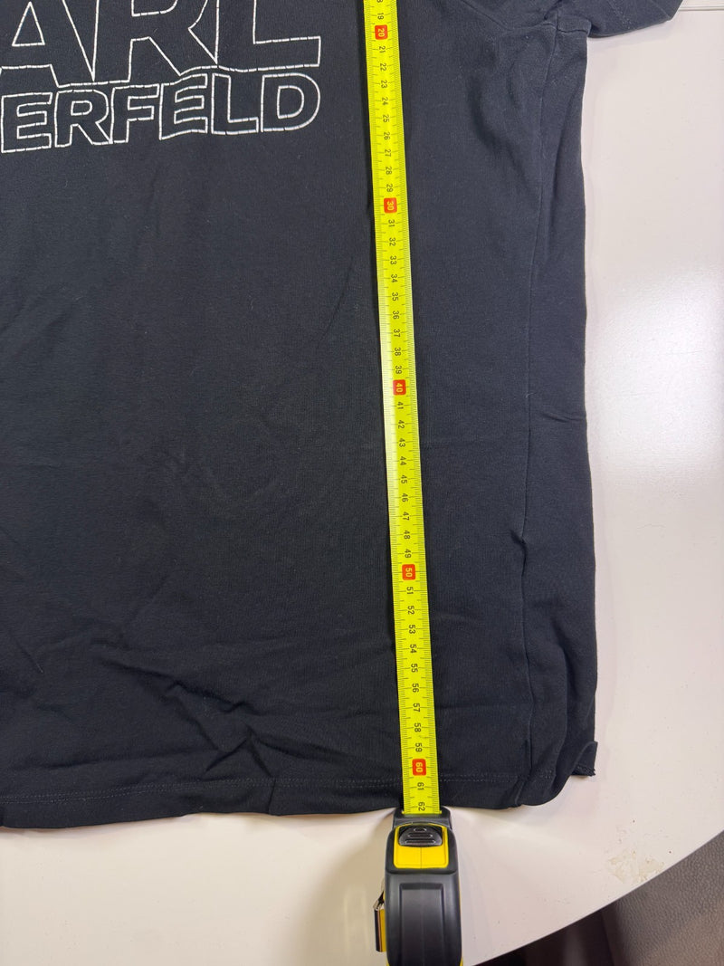 Karl Lagerfeld Big Logo T-Shirt Black Y2K Designer Size L