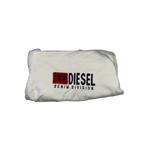 Diesel Denim Division Hoodie White Embroidered Logo Size S