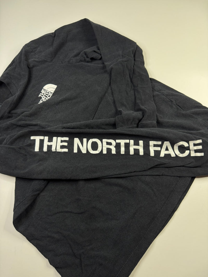The North Face Vintage Y2K Long Sleeve T-Shirt Black Logo Sleeve Print M
