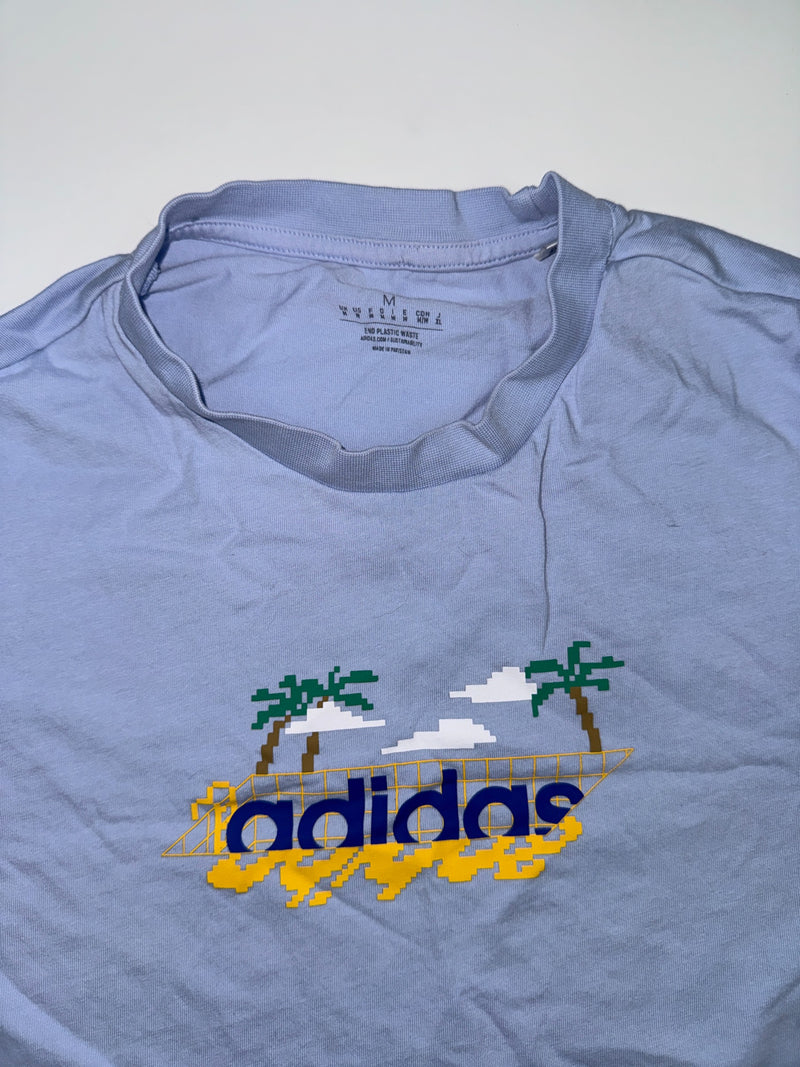 Adidas Vintage Y2K Graphic T-Shirt Size M Light Blue
