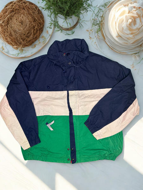 Nautica Jacket Vintage 90s Colorblock Sailing Jacket Navy Green White Size S