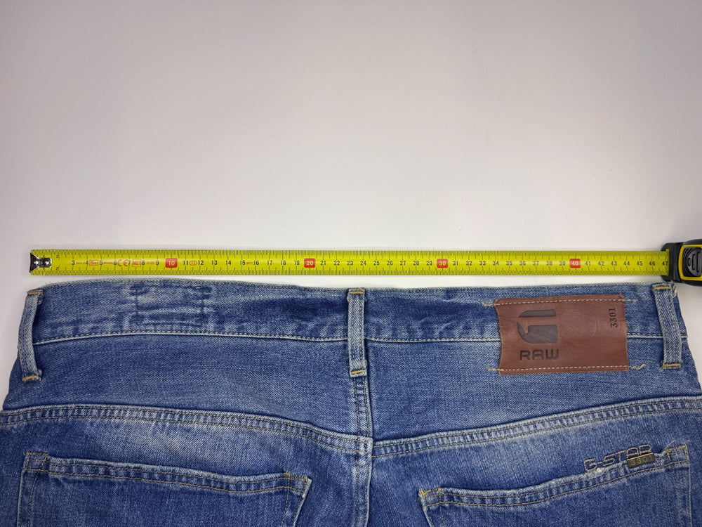 G-Star RAW 3301 Jeans Blue Denim Straight Fit Button Fly — 9