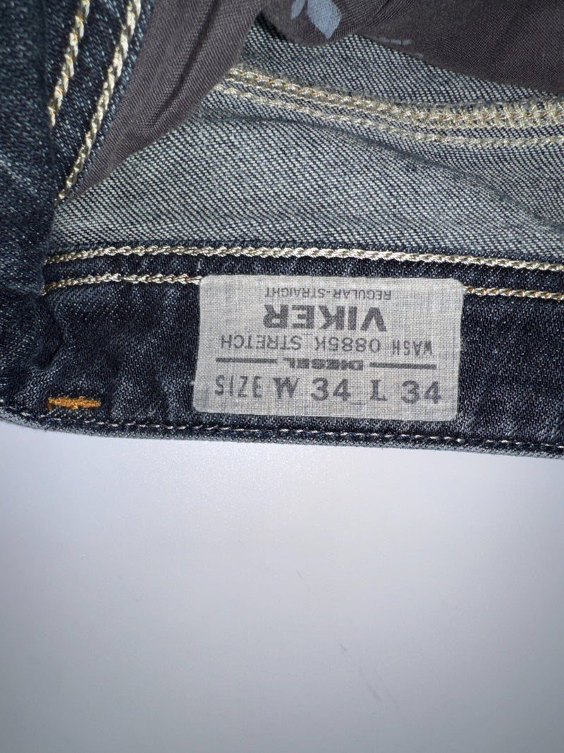 Diesel Viker Vintage Straight Leg Jeans W34 L34 Dark Blue