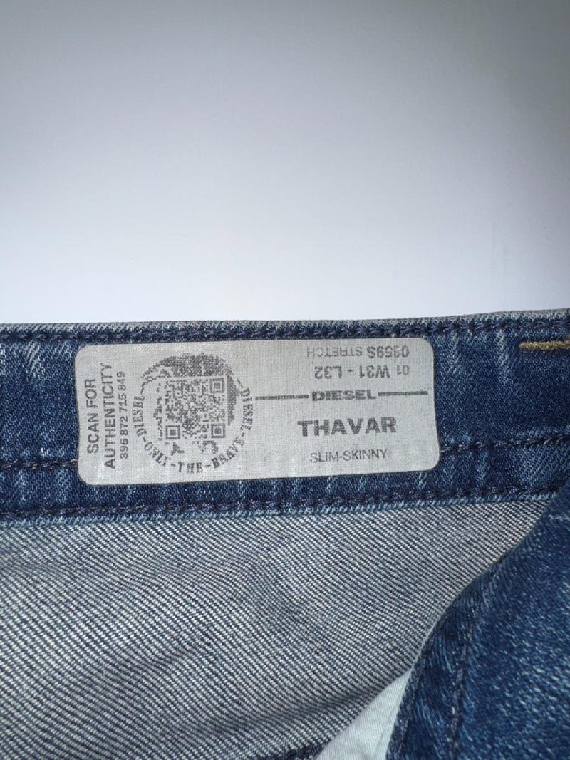 Diesel Thavar Vintage Y2K Distressed Jeans Size 31 Blue Denim